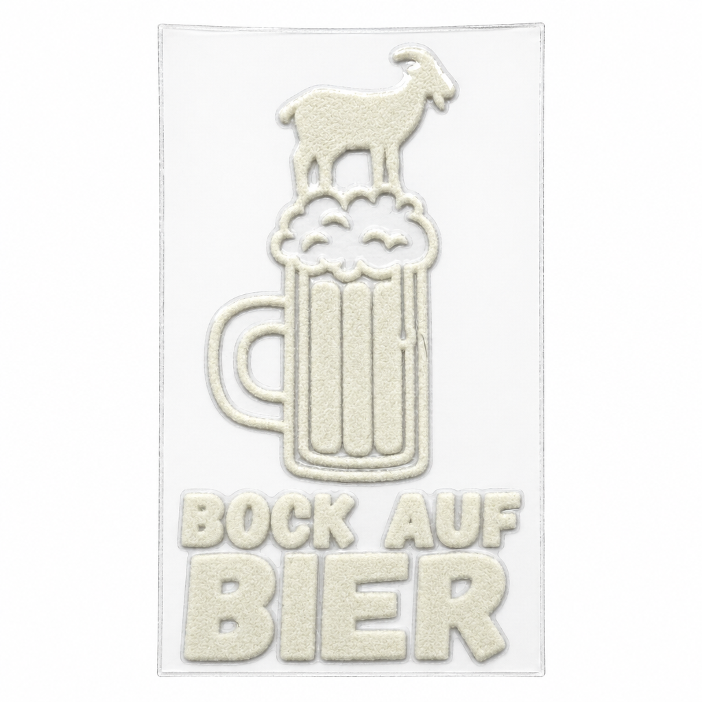 Weißer Sticker mit angeglichenem Hintergrund und sichtbarer Folienumrandung